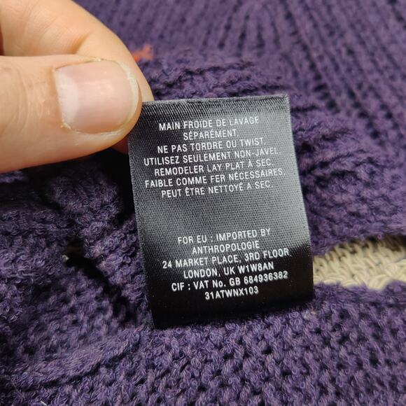 Moth Anthropologie Purple Embroidered Preppy Saddleback Horse Sweater Small Twee - Picture 11 of 14